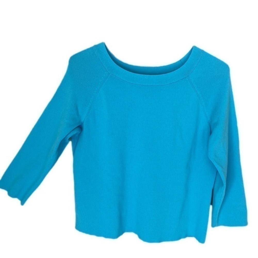 APOSTROPHE Knit Top 3/4 Sleeve Tiffany Blue Women Size XL